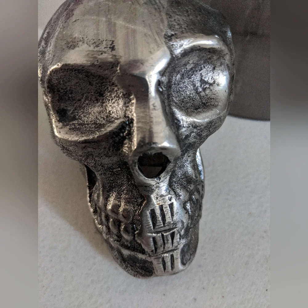 Halloween Rare Metal Skull Candle Votive Holder Goth Dark Academia Decor